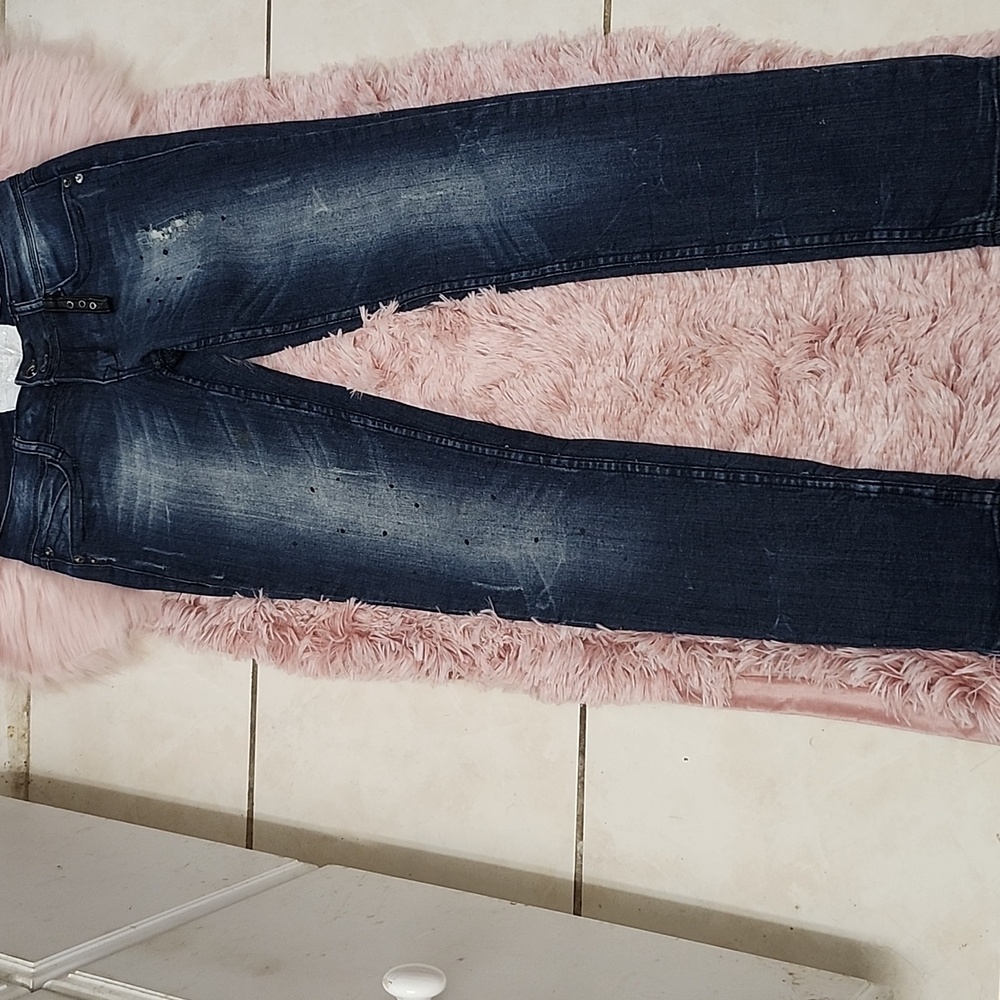 PRE-LOVED DOLLHOUSE DISTRESSED DARK DENIM JEANS-3